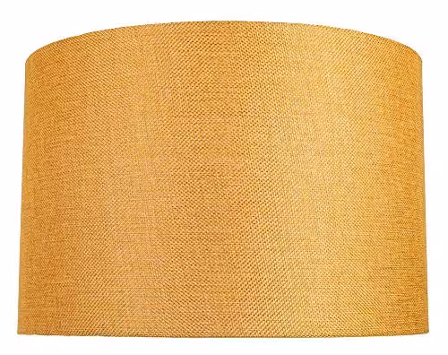 Happy Homewares Ochre Linen Fabric Drum Lampshade, Diameter: 30 cm