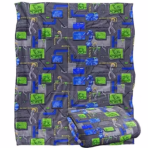 LOGOVISION Teenage Mutant Ninja Turtles Mutant Mayhem Sewer Tech Pattern Super Soft Fleece Throw Blanket, White, W/D/H: 152 x 127 cm