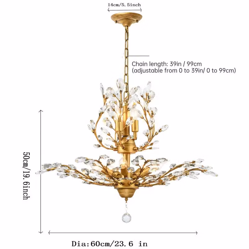 Garwarm 7 Light Dimmable Crystal Empire Chandelier in Gold and Brass – 3