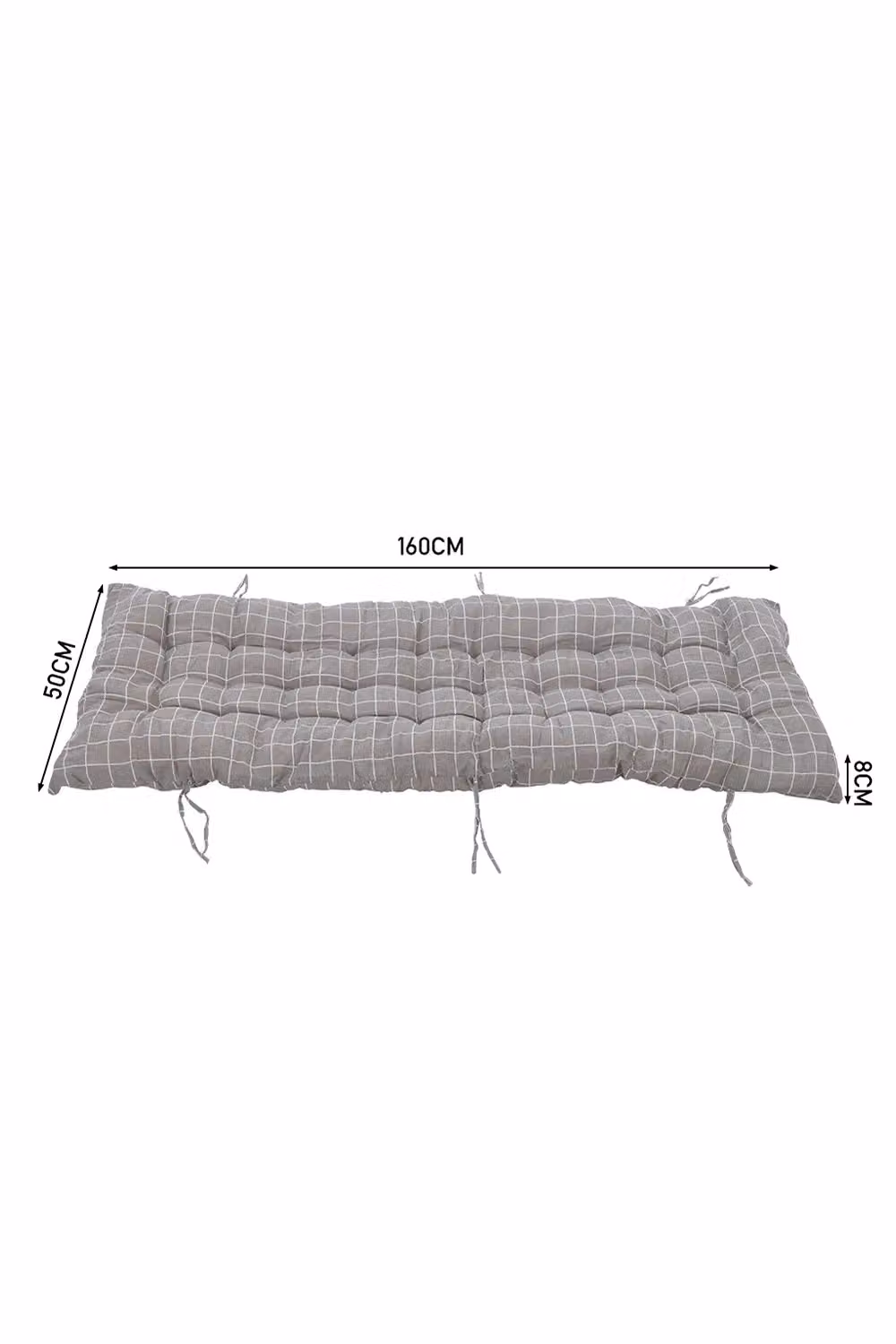 Living and Home Grey Plaid Print Button Tufted Beach Chair Seat Cushion, W: 50 cm, L: 160 cm – 3