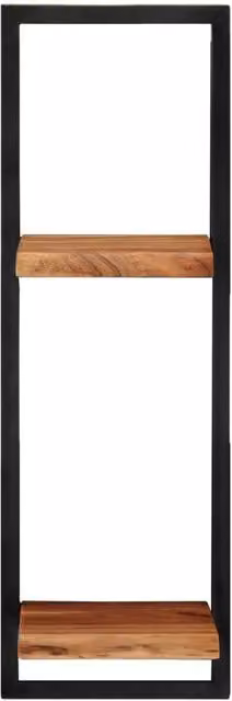 Berkfield Home Set of 2 Industrial Wall Shelves in Brown Acacia Wood and Steel, W/D/H: 25 x 25 x 75 cm – 1