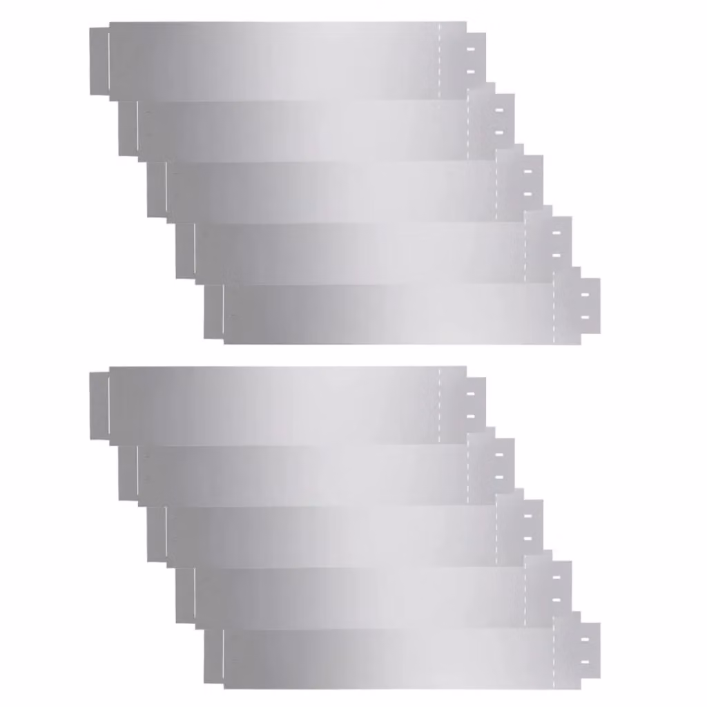 Berkfield Home Lawn Fence, 10 Piece Galvanised Steel Set in Silver, W: 100 cm, H: 20 cm – 2