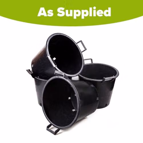YouGarden Pack of 4 Heavy Duty 30L Plastic Plant Pots in Black, Diameter: 40 cm – 4