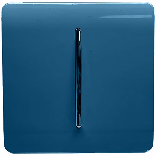 Trendi 1 Gang Retractive Home Automation Switch in Midnight Blue and Chrome