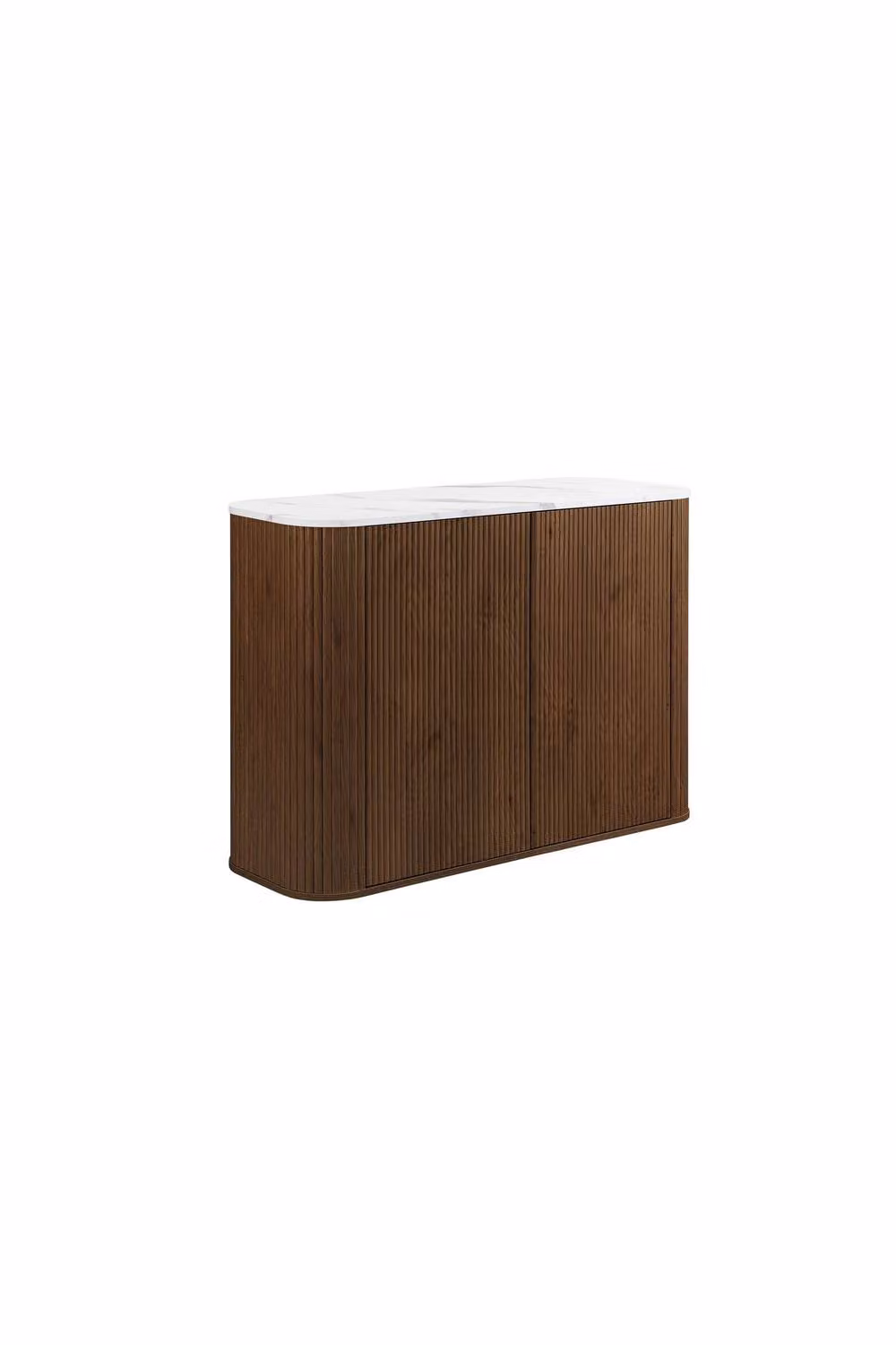 Birlea Kagu 2 Door Sideboard in Brown with Fluted Ribbed Walnut and Marble Effect – 7