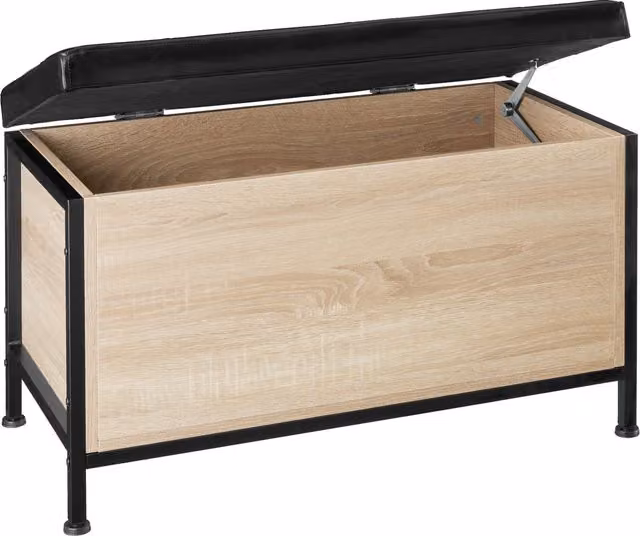 tectake Calico Industrial Storage Bench with Padded Seat in Brown, W/D/H: 81.5 x 41.5 x 50.5 cm