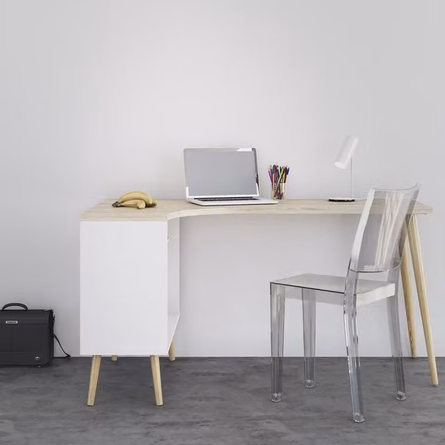 Furniture To Go Oslo Scandinavian Writing Desk in White and Oak