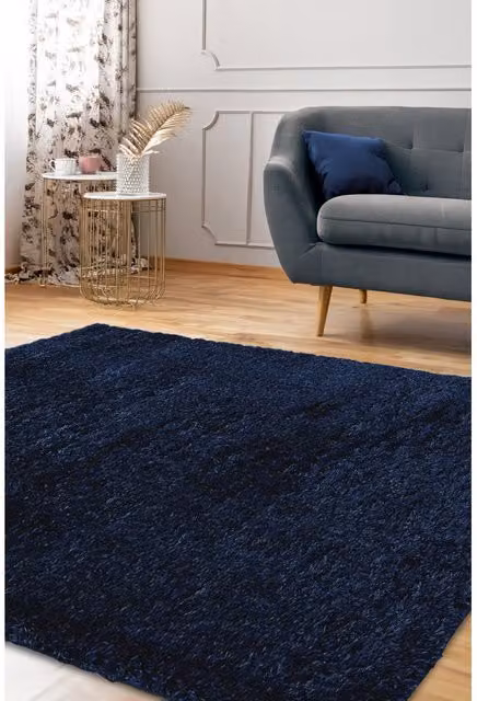 Melrose Interiors Blue Modern Rectangular Polyester Area Rug W: 80 cm, D: 150 cm