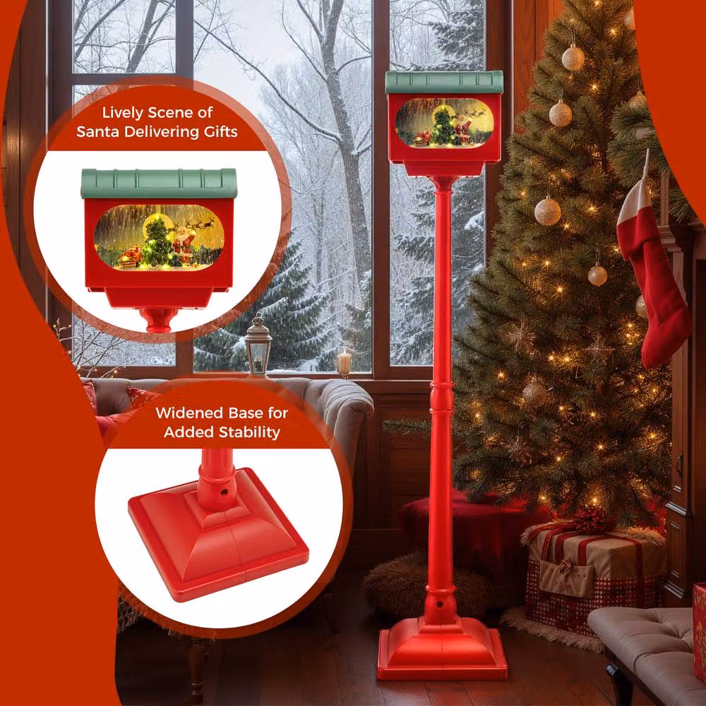 Gymax Christmas Street Lamp in Red with Sound and Tap Activation – 7