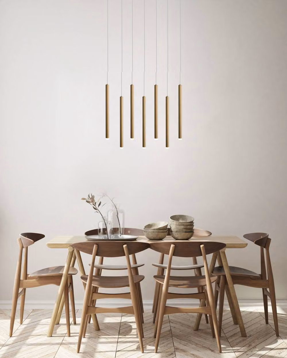 Netlighting Valdes Bar Pendant Ceiling Light in Gold/Brass with 7x LED Bulbs Included – 2
