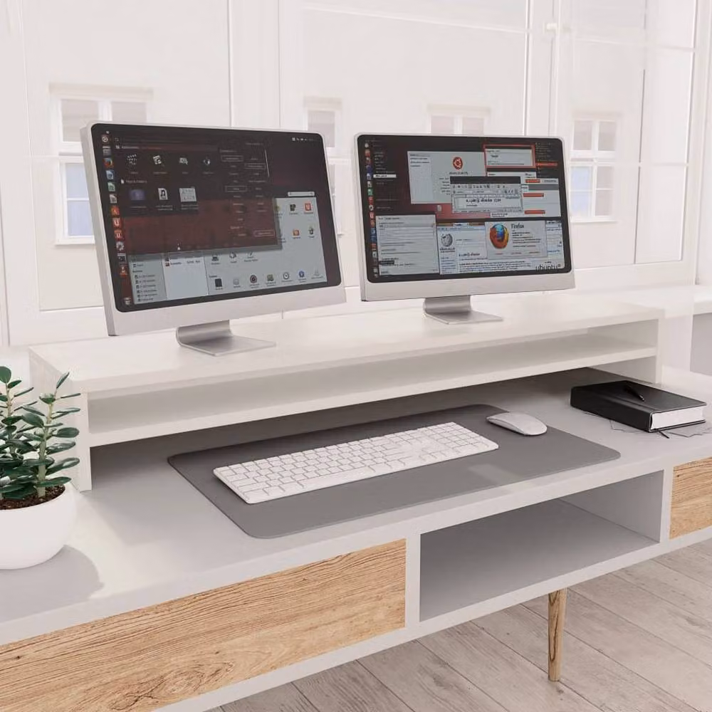 Berkfield Home Monitor Stand in White, W/D/H: 100 x 24 x 13 cm – 2