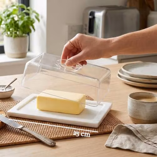Orsina White Marble Butter Dish with Transparent Lid – 2