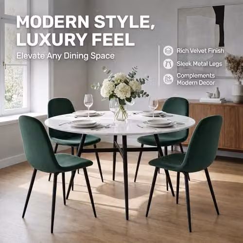 Bravich LTD Ron Velvet Dining Chair in Green with Metal Legs – 5