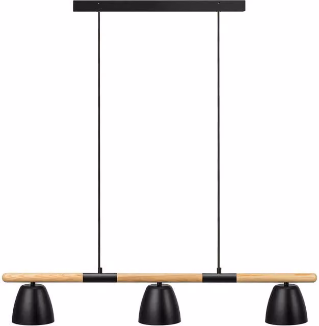 Nordlux Theo Suspended Pendant Light in Black Metal and Wood with GU10 Mains