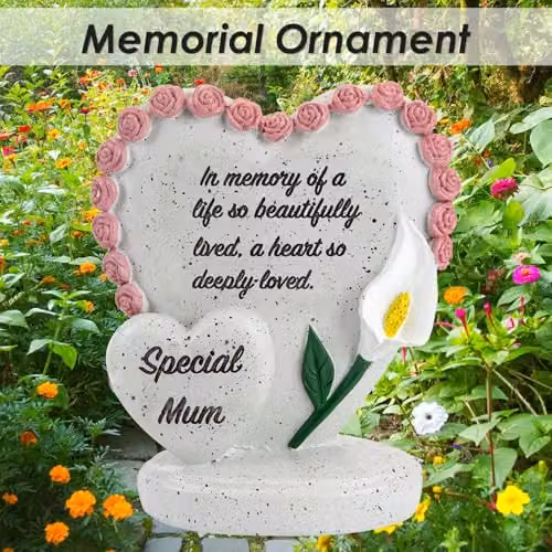 VFM e-Store Memorial Heart Flower Pot Ornament in Grey, W: 15 cm, D: 13 cm – 3