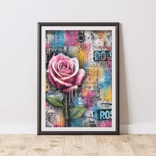 60 Second Makeover Rose Graffiti Urban Street Art Poster, Multicolour A3 Paper Wall Art
