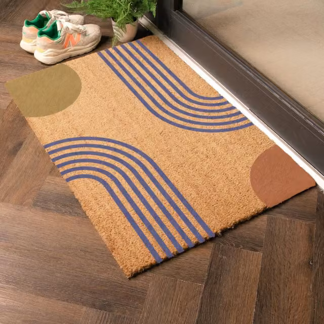 Artsy Mats Abstract Colour Doormat in Brown and Multicolour, W/D: 90 x 60 cm