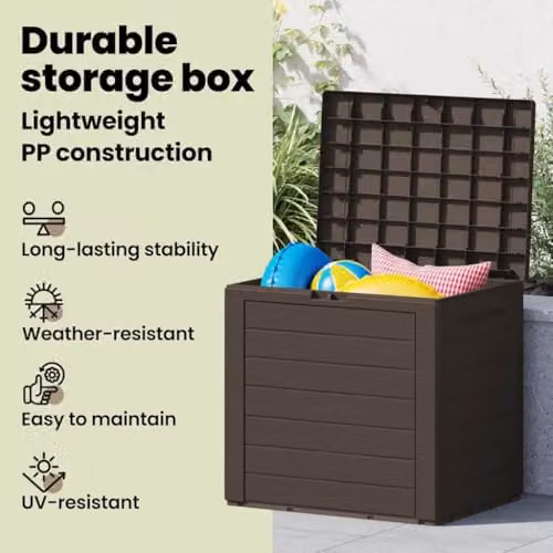 vidaXL Brown Polypropylene Garden Storage Box W: 58.5 cm, D: 46 cm, H: 55 cm – 4