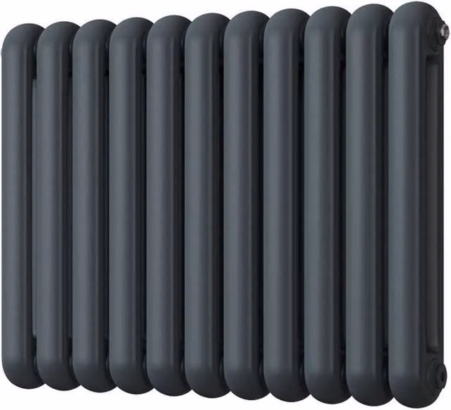 Sherwood Anthracite Round Top 2 Column Steel Wall Mounted Radiator H: 180 cm, W: 78.5 cm, D: 6 cm