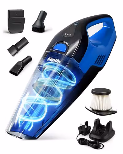 Keplin Cordless Handheld Vacuum Cleaner, Wet & Dry Use, 50W, 0.5L Dust Bin, Blue and Black – 8