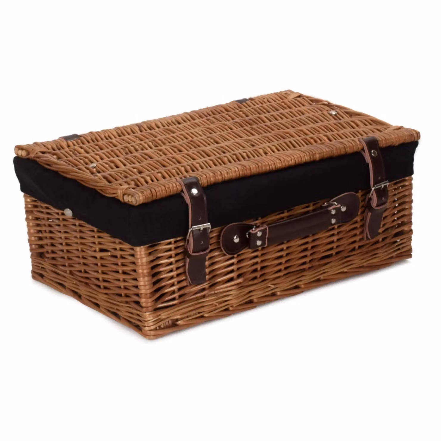 Red Hamper Double Steamed Wicker Picnic Basket with Black Cotton Lining – 2