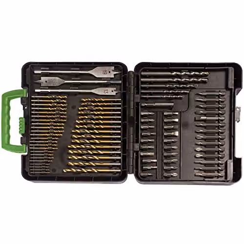 MYLEK 204 Piece HSS Drill Bit and Screwdriver Accessory Set in Black and Grey with Carry Case – 6