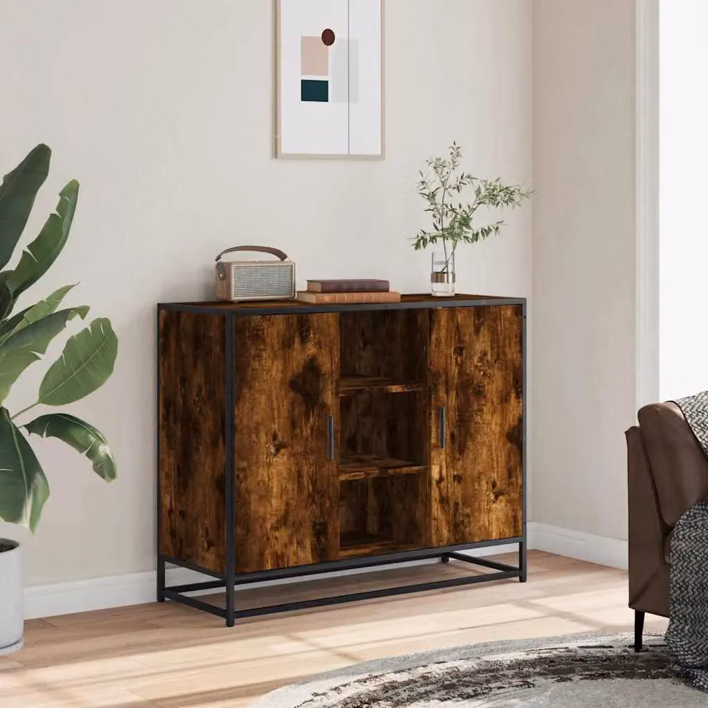 Berkfield Home Smoked Oak Sideboard in Brown, W/D/H: 92 x 35 x 76 cm – 3