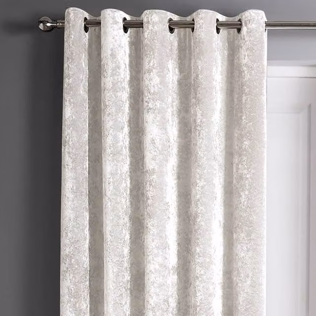 Intimates Silver Crushed Velvet Eyelet Door Curtain, Width: 117 cm, Height: 214 cm – 1