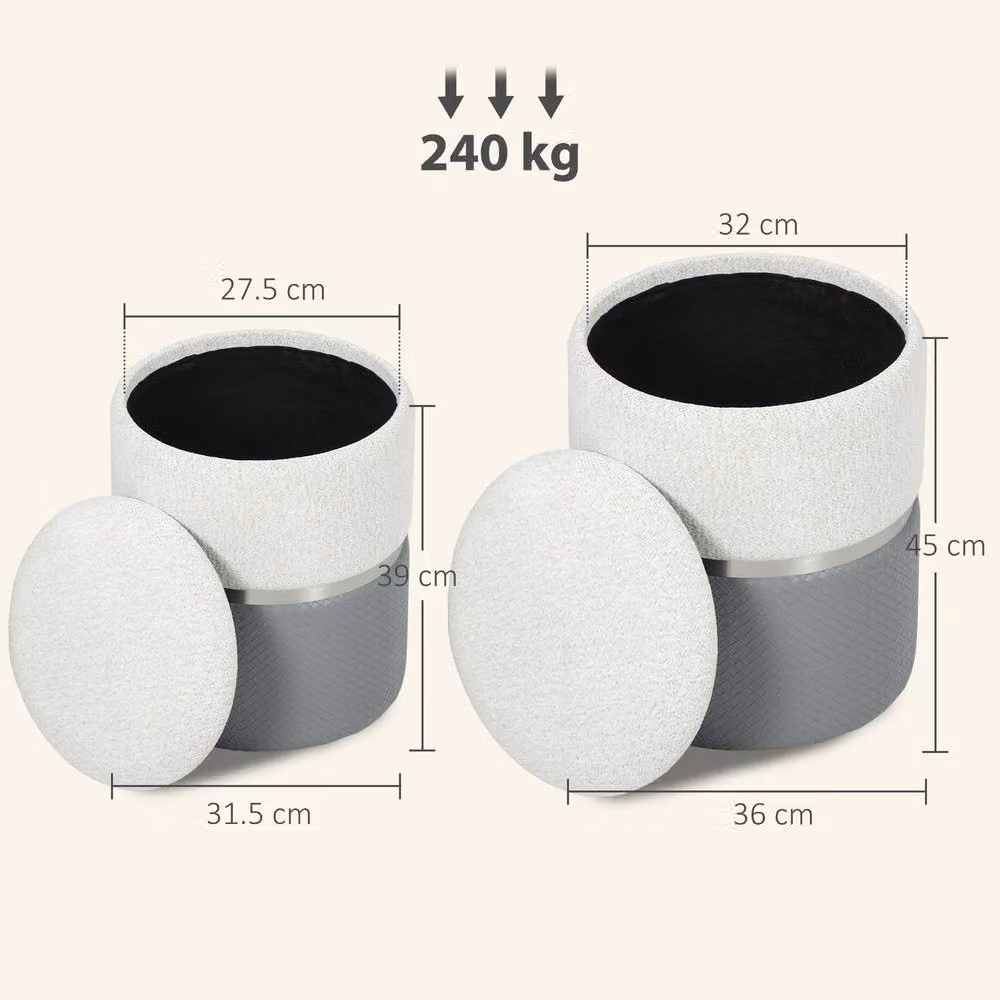 STILVORA Nesting Ottoman Set of 2 with Storage in Cream – 4