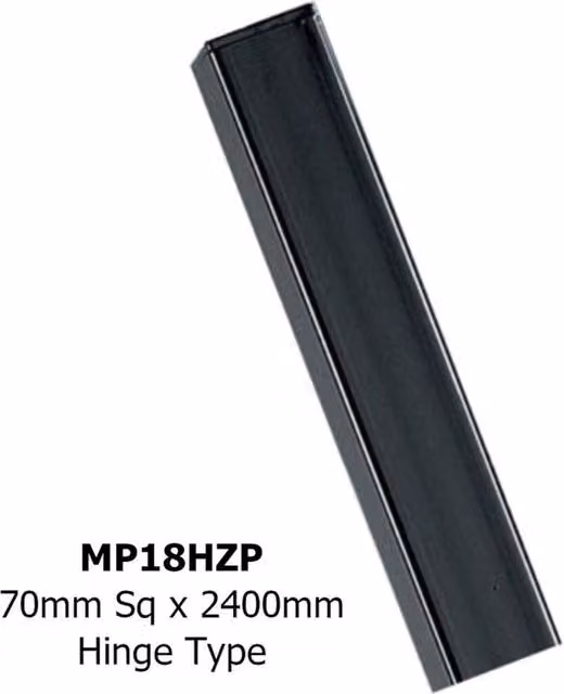 Burbage Iron Craft Square Flat Top Concrete-In Steel Post with Hinge, Black, W: 7 cm, D: 7 cm, H: 240 cm