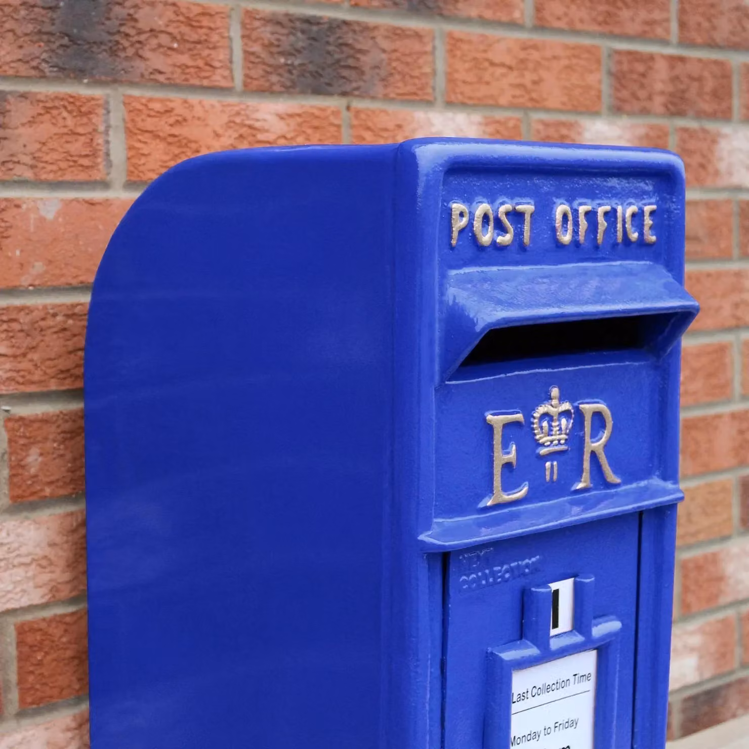 Monstershop Blue and Gold Cast Iron Wall Mounted Scottish Post Box – 2