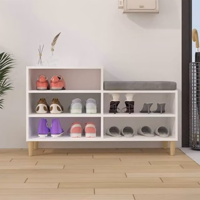 Berkfield Home White Shoe Cabinet with Integrated Seat, W/D/H: 102 x 36 x 60 cm