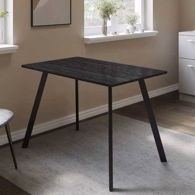 EONLION Modern Rectangular Wood Dining Table with Black Metal Legs for 4-6 People – 1