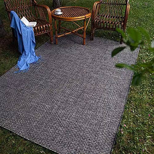 THE RUGS Dark Grey Solid Design Indoor and Outdoor Rug, W/D/H: 120 x 170 cm – 2