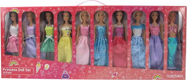 Imaginate Set of 10 Multicolour Princess Dolls