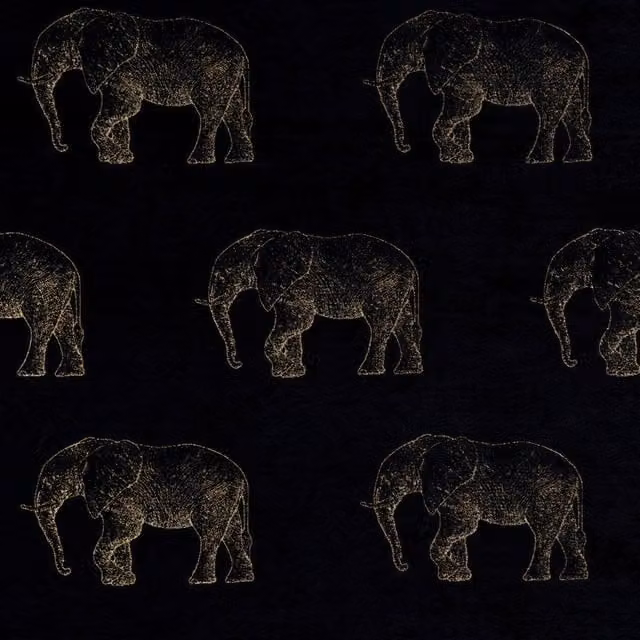 Terrys Elephant Fabric Noir in Black