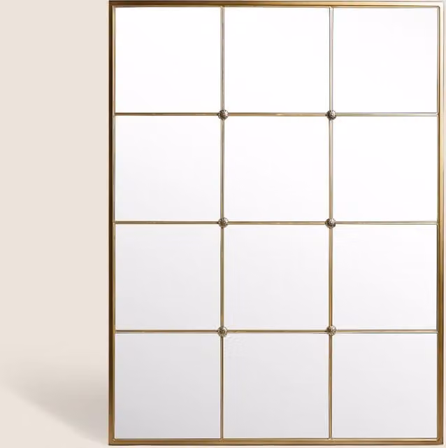 M&S Eliza Large Rectangular Window Wall Mirror in Gold