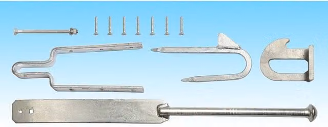 Burbage Iron Craft Evington Farm/Field Style 5 Bar Gate Spring Fastener Set in Galvanised Silver Steel