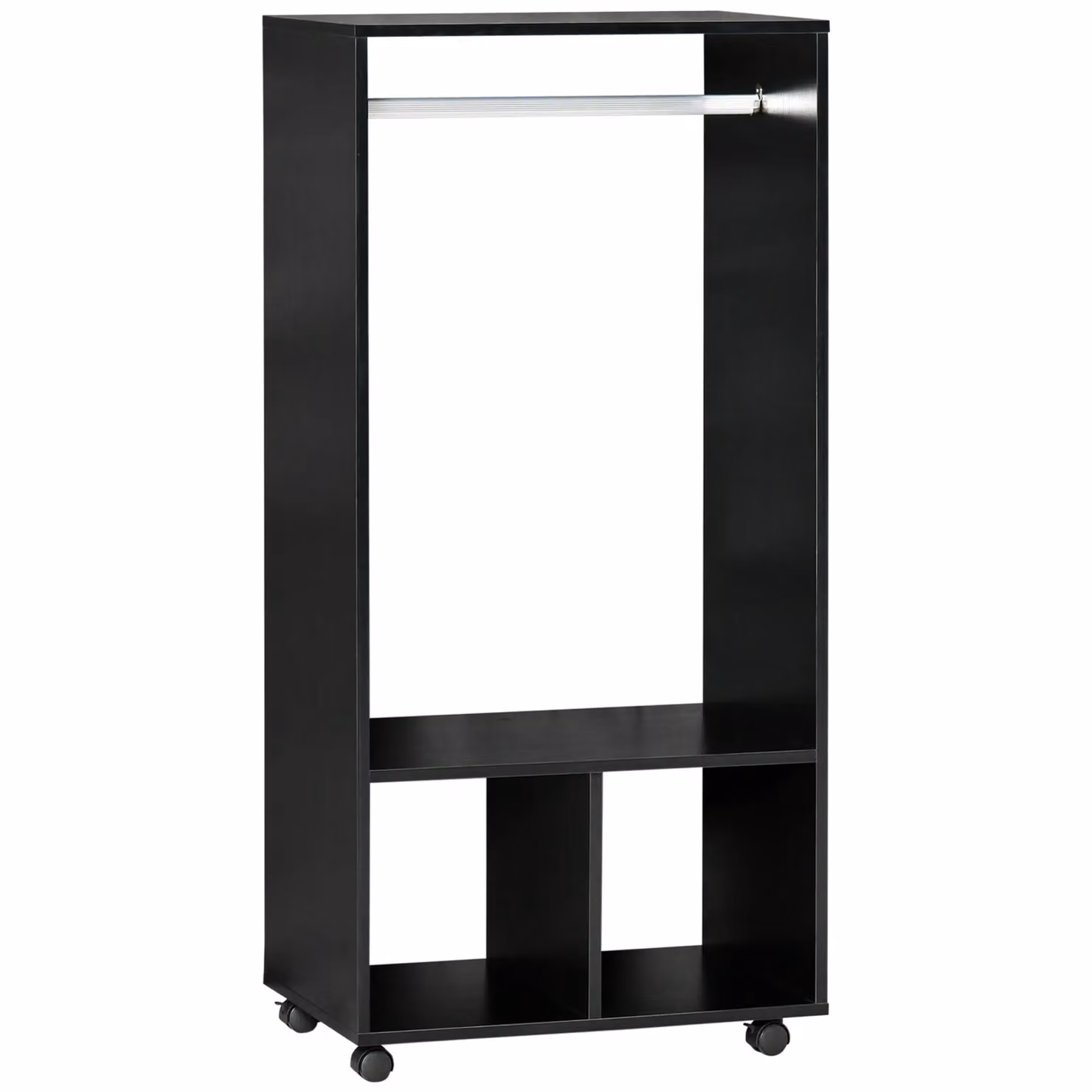 HOMCOM Modern Open Wardrobe Clothes Rail with Hanging Rod and Storage Closet Organiser in Black – 2