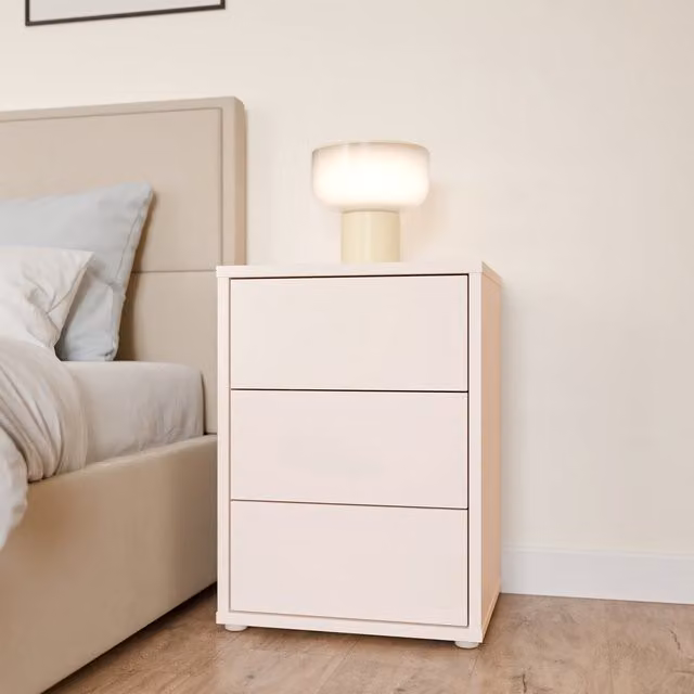 Furniture To Go Alice Springs Bedside Cabinet with 3 Push-Open Drawers in Terracotta and Sand