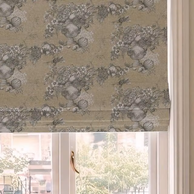HOUSE Llewelyn-Bowen Vacannes Made To Measure Blackout Roman Blind in Terracotta and Beige Floral Design
