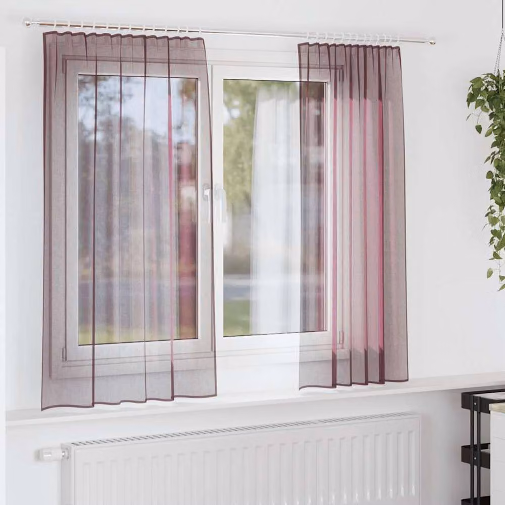 Berkfield Home Purple Voile Fabric Curtains with Rod Pockets, 2 Pack – 2