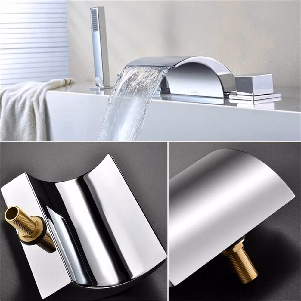 Havendro 5 Hole Chrome Waterfall Bath Mixer Tap with Hand Shower Set in Silver – 4