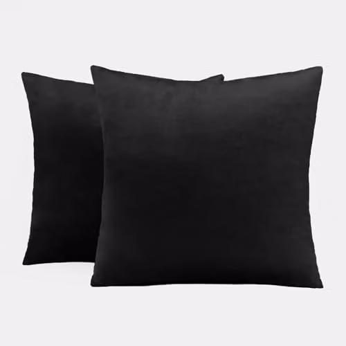 OHS Set of 2 Matte Velvet Square Cushion Covers, Black, W/D/H: 45 x 45 x 45 cm