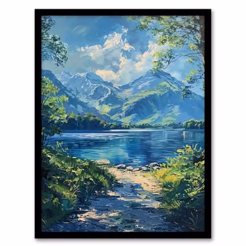 Artery8 Helvellyn View Lake District Framed Wall Art Print, Multicolour, A4 (W: 21 x H: 29.7 cm) – 1