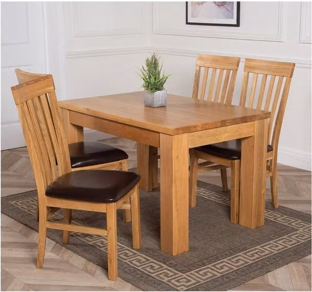 Thats Furniture Dakot Oak Small Dining Table and 4 Harvard Chairs, Brown, W: 127 cm, D: 82 cm, H: 82 cm