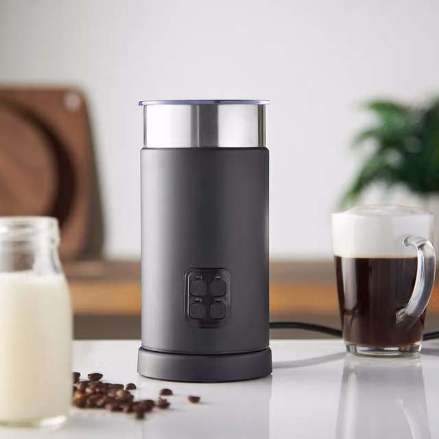 MisterChef Electric Automatic Milk Frother in Black with Stainless Steel