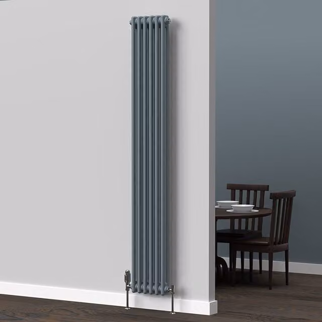Lux Heat Vertical Coloured Column Radiator in Pebble Grey, H 180 cm x W 29 cm