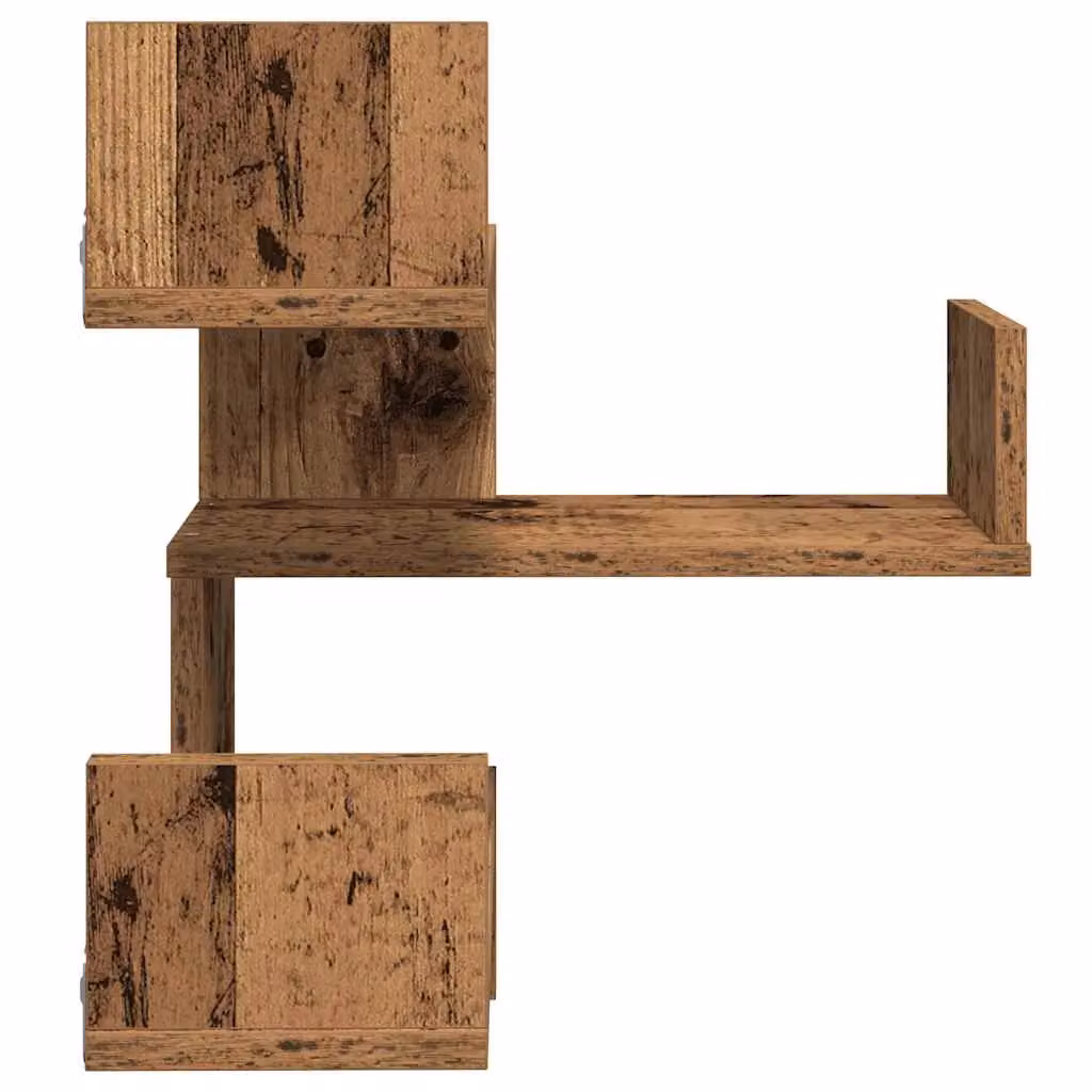 Berkfield Home Wall Mounted Corner Shelf in Old Wood Brown, W/D/H: 40 x 40 x 49.5 cm – 4