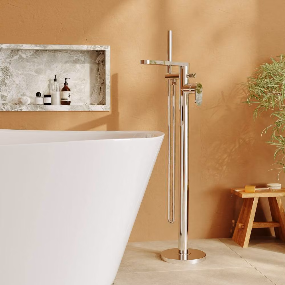 Balterley Modern Freestanding Round Bath and Shower Mixer Tap, Chrome/Silver – 2